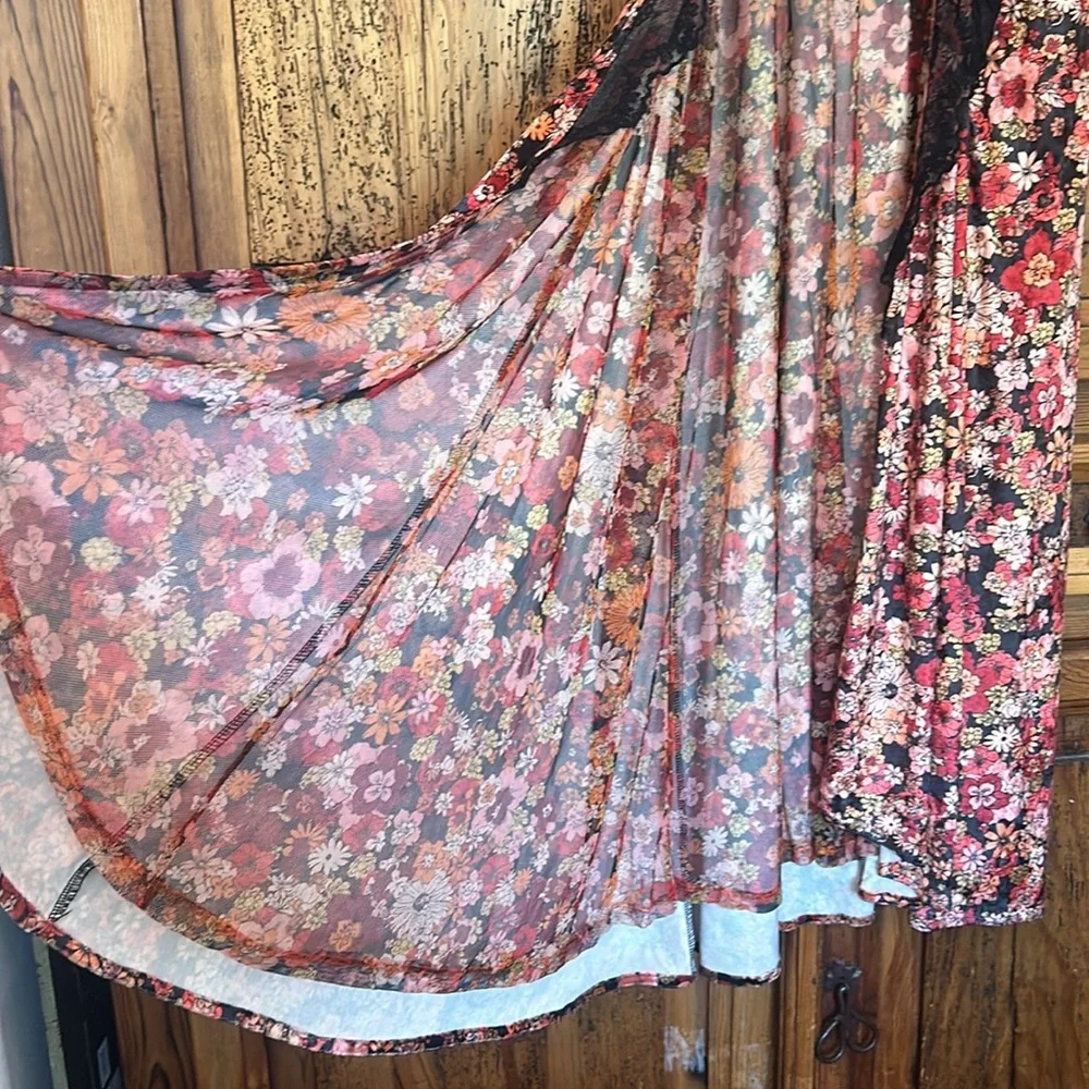 NWT Free People Rare Hideaway Maxi Top Dress Lace Velvet Floral Gothic - Picture 7 of 16